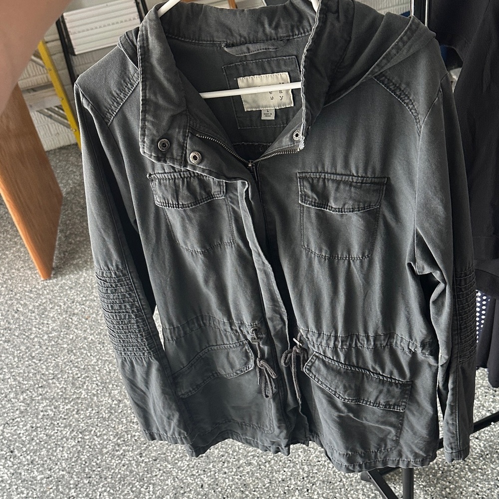 A New Day Womens Dark Gray Utility Jacket with moto detailing L